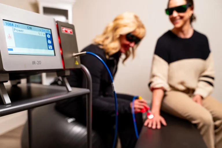 Patient receiving laser therapy treatment