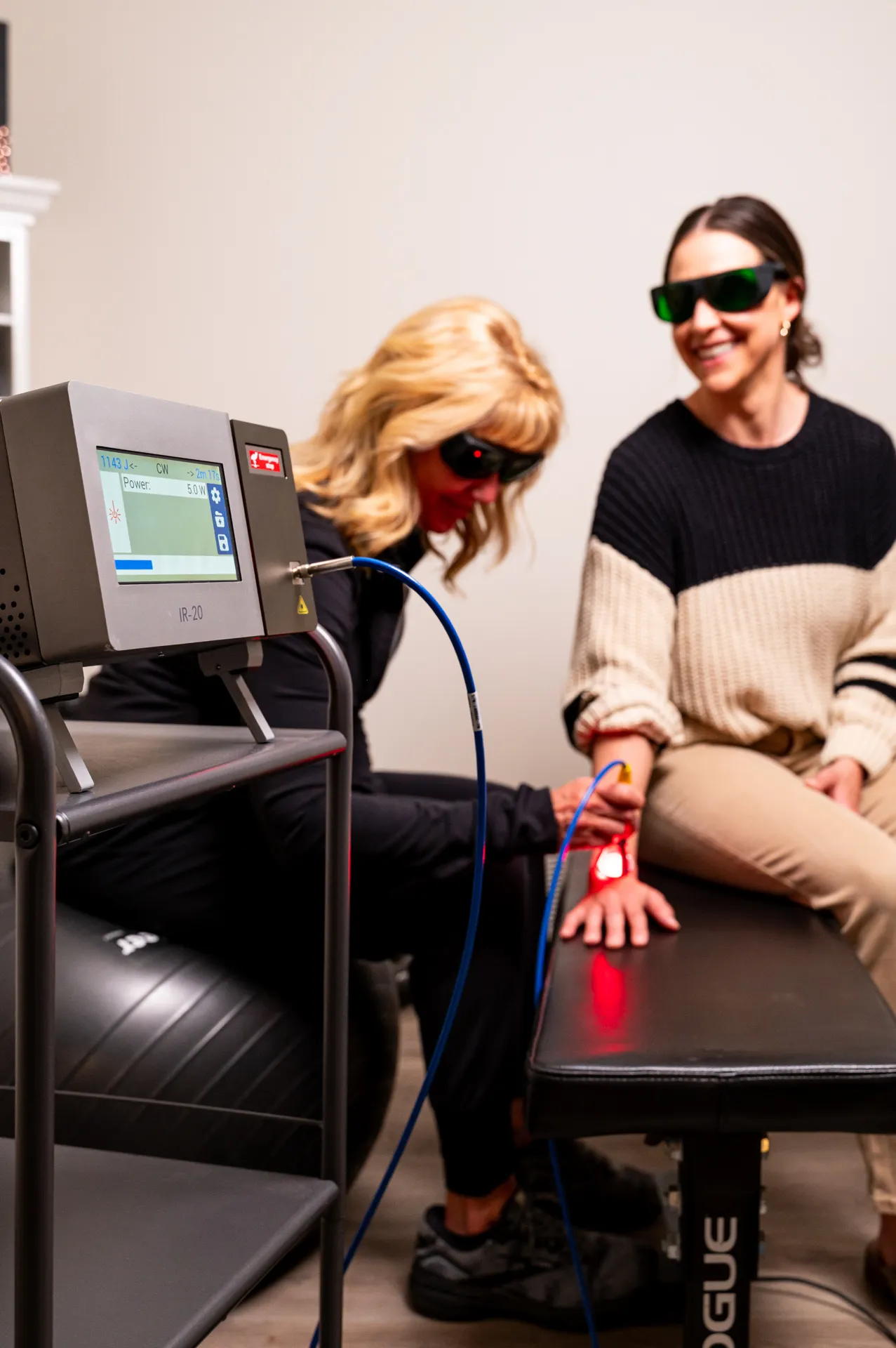 Class 4 laser therapy treatment for the wrist and hand to help skin rejuvenation