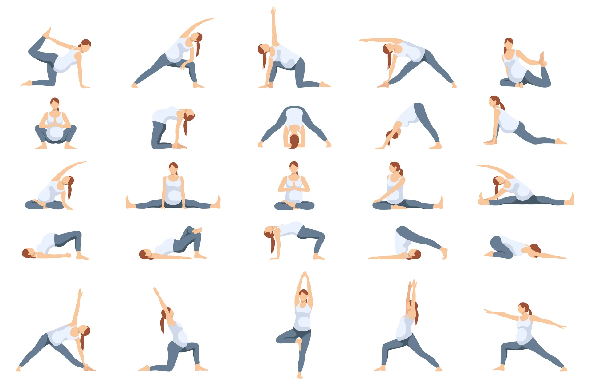 Infographic of different Yoga & stretch therapy poses